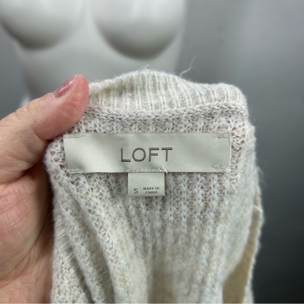 Loft Cream Cable Knit Sweater S - Picture 4 of 6